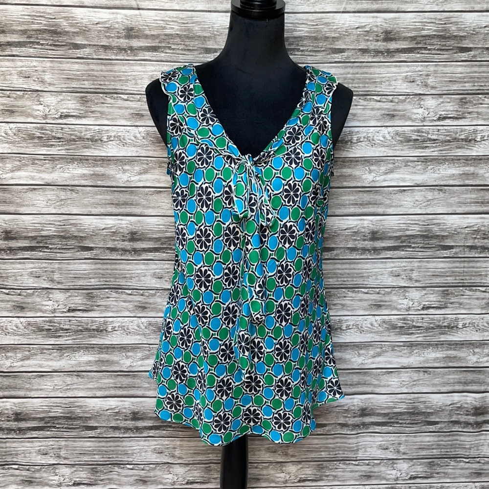 Banana Republic Factory Blue/Green Print Blouse-M